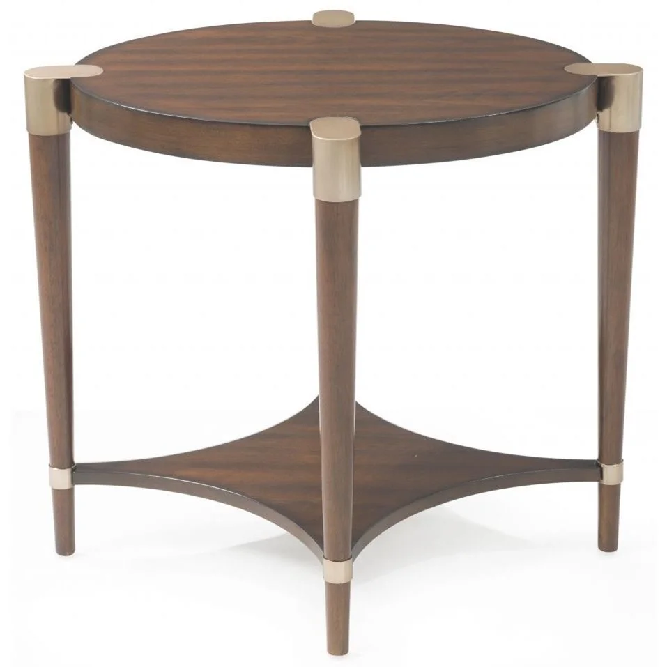 Bassett Mirror Thoroughly Modern 2381240 Cole Oval End Table with Gold Accents Value City